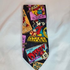 Mickey Inc. Men's Necktie Tie Silk Mickey Mouse Travel Ads Posters Parks Hotels