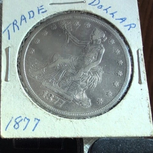 1877 US Trade Dollar $1 Silver Coin 0.9 Fineness Uncertified Collectible