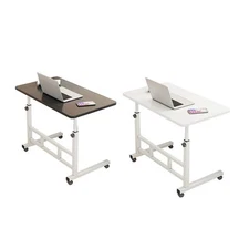 Rolling Laptop Desk Adjustable Height Computer Table Stand up Office Workstation