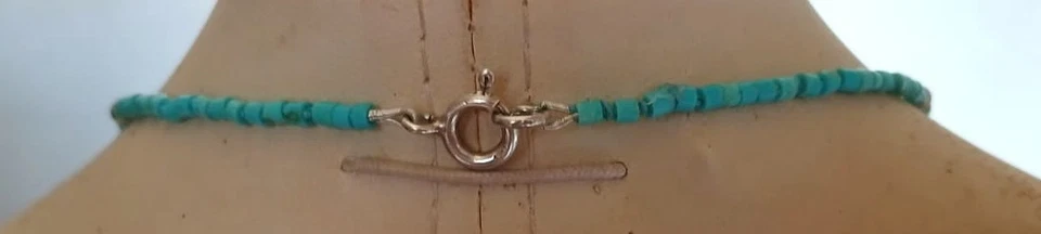 Collana turchese naturale vintage 52cm e argento 925 - Immagine 4 di 4