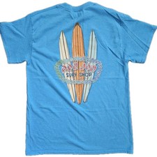 Vintage Ron Jon Surf Shop T-Shirt Men's Sm Surfboards Short Sleeve Graphic Blue