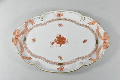 Herend Chinese Bouquet Rust AOG Large Serving Platter 16''