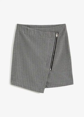 Minirock in Wickeloptik Gr. 44 Grau Mini-Rock Freizeitrock Skirt Neu
