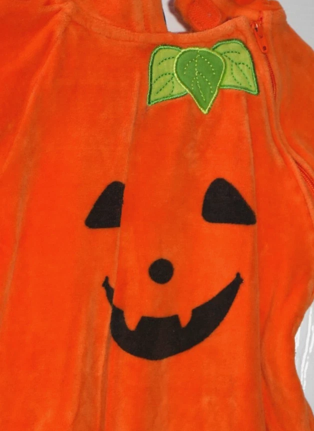 Mameluco Jack-o-lantern de Halloween de una pieza naranja gloria descolorida 0-3 meses Foto 2 de 4
