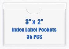 35 PCS Self Adhesive Index Card Pockets with Open, Clear Plastic Label Holder