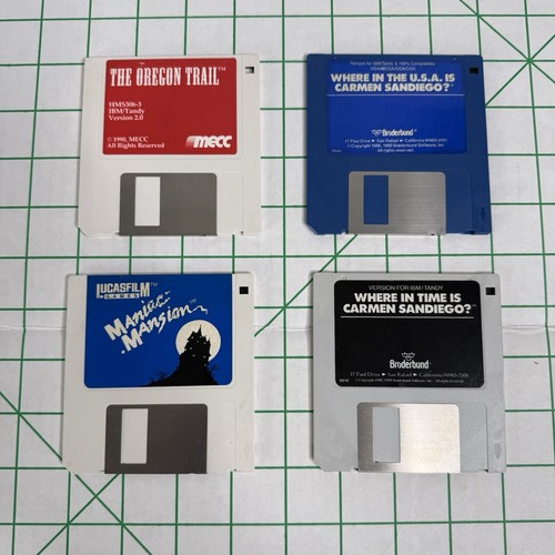Maniac Mansion Oregon Trail Carmen San Diego IBM PC XT AT PS/2 Tandy Games Lot