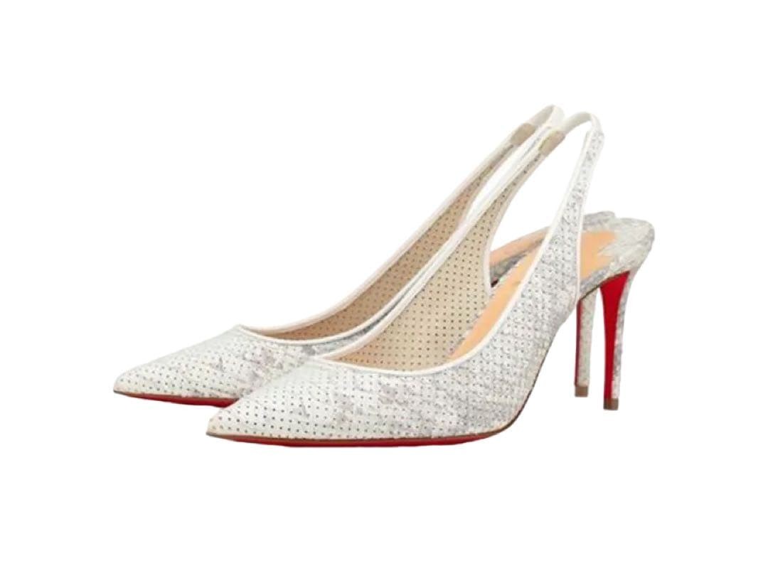 Rare Christian Louboutin Python Slingback Heels W… - image 1