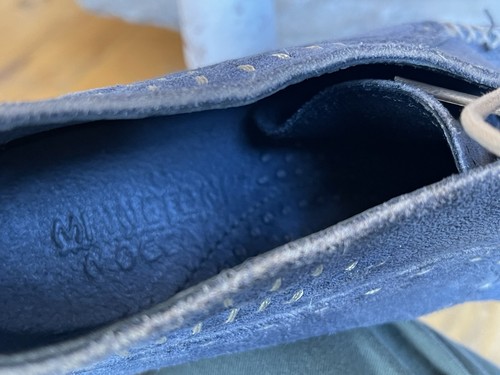 VTG Minnetonka Moccasins Chukka Boots Women 8 Ankle Booties Blue Suede Topstitch - Picture 9 of 10