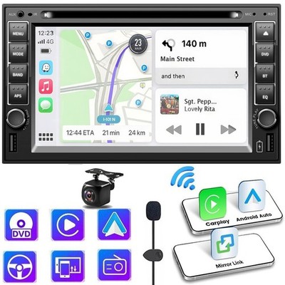 Double 2 Din Car Stereo Radio CD DVD Player In Dash Bluetooth CarPlay Auto Link