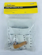 KLEIN TOOLS 5166~7-POCKET WHITE LEATHER TOOL POUCH~CHICAGO,ILLS. USA~BRAND NEW
