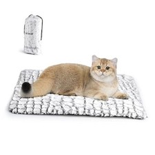 Self Warming Cat Bed, 24" x 18" Ultra Soft Cat Dog Pet Heating 24 x 18 in White