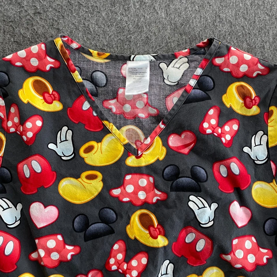 Blusa Médica Estampada de Minnie Mouse Manga Corta Colorida Pequeña Disney para Mujer Foto 3 de 4
