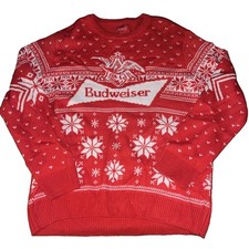 Budweiser Ugly Christmas Sweater Adult Large Red Holiday Beer Logo XL