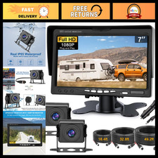 Dual RV Backup Camera System 7" Monitor AHD 1080P 2 Channel Wide Angle 150  Wire