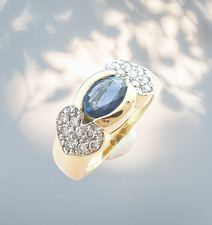 Bague Saphir Diamants Or 18K