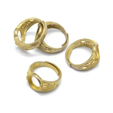 20pcs Brass Adjustable Wide Band Cuff Ring Blanks Unplated Open Back 10mm Tray