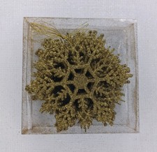 Gold Glitter 4" Snowflake Christmas Tree Ornament Set Of 9 Plastic Ornaments