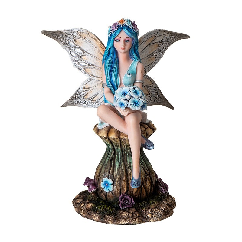 PT Pacific Trading Blue Hair Winged Fairy on a Mushroom