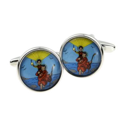 St Christopher Design Cufflinks in a Cufflink Box - X2BOC074