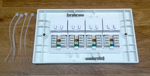 4x Kauden CAT6 RJ45 Modules in Quad Faceplate 4 Port Network Data Wall Socket - Picture 2 of 2
