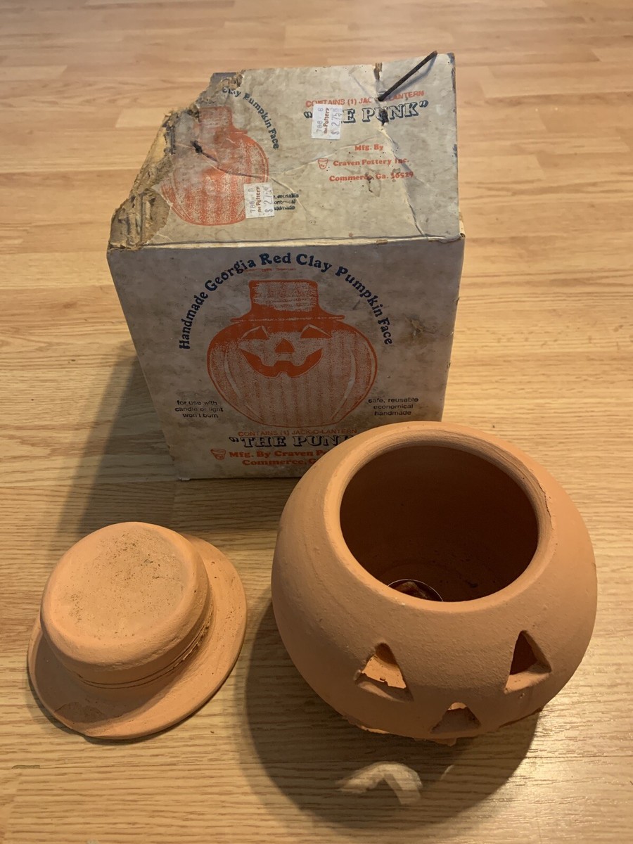 Two “The Punk” Craven Pottery Handmade Georgia Red Clay Pumpkin