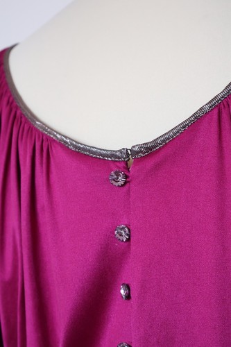 Azzaro Magenta women's 100% Silk Dress Size FR 36 - Picture 4 of 9