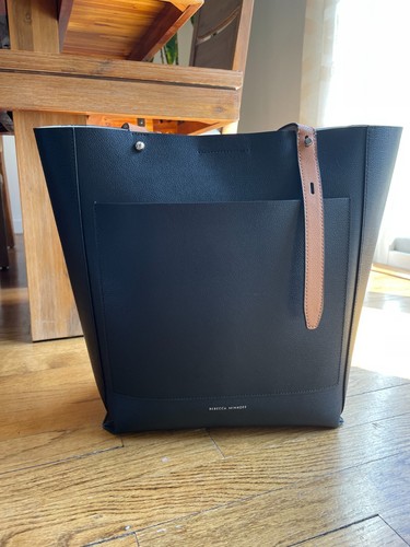 Rebecca Minkoff Leather Stella North South Tote, Black/Honey - Good Condition