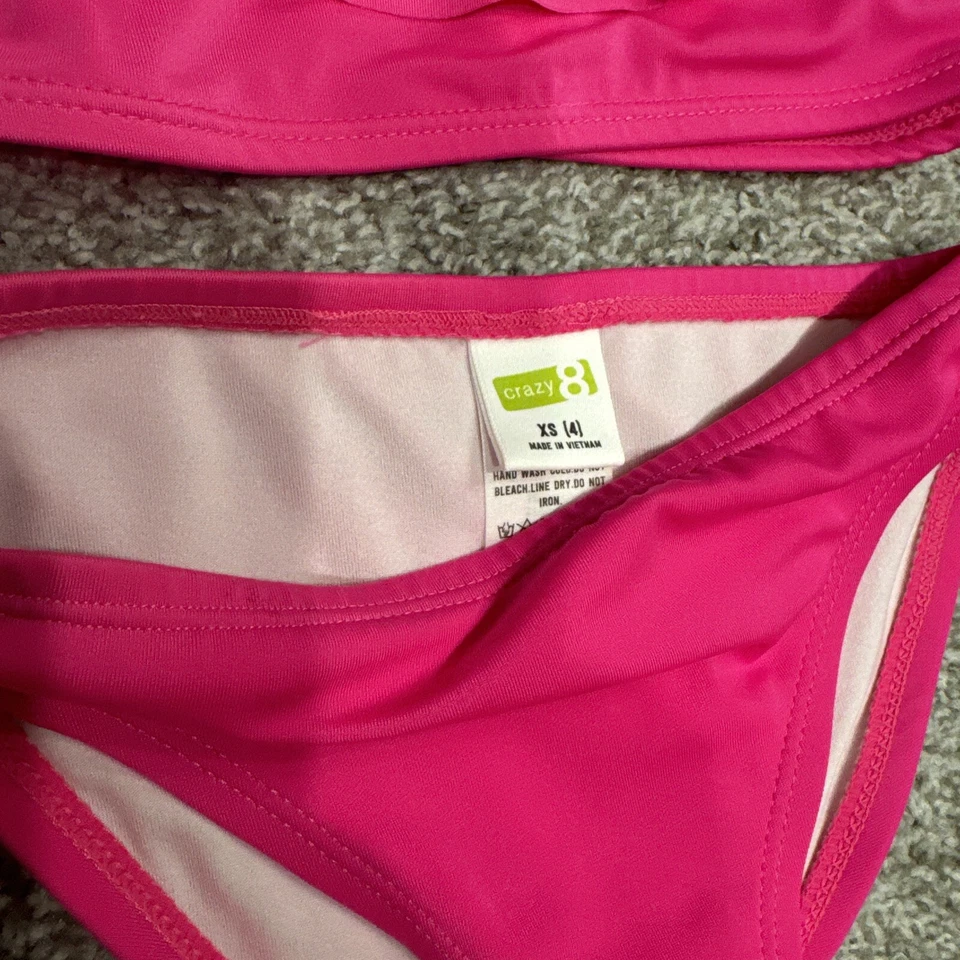 Camiseta Tankini Crazy 8 By Gymboree Girls Rosa Brillante Volantes XS 4 Natación Foto 4 de 4