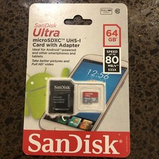 SanDisk Ultra 64GB MicroSDXC UHS-1 Card with Adapter
