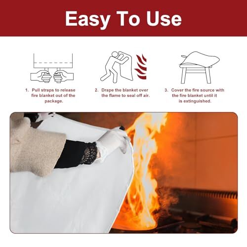 Fire Blankets to Smother a Kitchen Fire, Emergency Fire Blanket, Flame