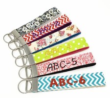 Personalize Custom Monogram signature Wristlet Key Fob with keyring