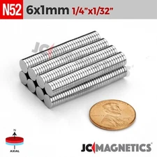 6mm x 1mm N52 Rare Earth Neodymium Small Thin Magnet Round Discs 6x1mm