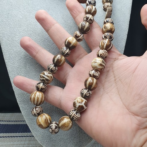 Vintage Carving Bone & Burmese Pumtek Pyu Beads Necklace - Picture 20 of 24