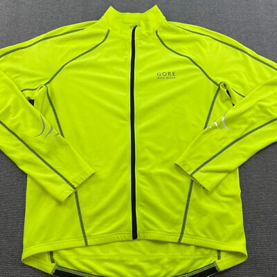 Gore Bike Wear Mens Cycling Jacket XL Full Zip Neon Yellow Reflective Softshell