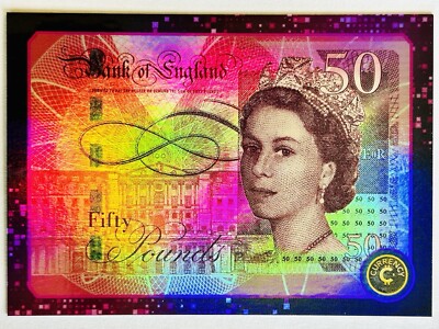 £50 BRITISH POUND STERLING NOTE #49 2024 Cardsmiths Currency S3 Rainbow HoloFoil