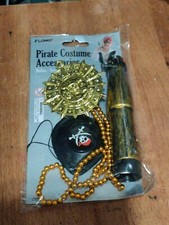 3 Piece Pirate Costume Eye Patch, Treasure necklace, Telescope Spyglass