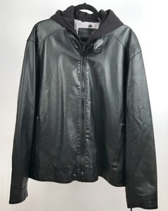 calvin klein leather jacket with hood