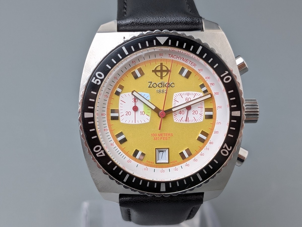 Zodiac Sea Dragon Men's Watch Yellow Dial Date Chronograph Quartz
