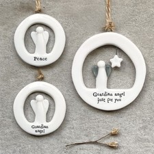 East of India Porcelain Cut Out Peace/Guardian Angel Hanger