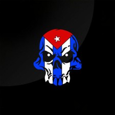 Cuba Skull Vinyl Die Cut Car Decal Sticker 6" h Cuba Flag 5