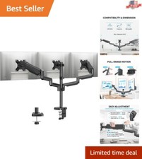 Heavy-Duty Triple Monitor Arm with Gas Spring - Articulating Adjustable Mount