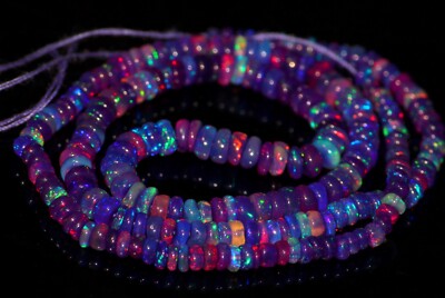 Purple Ethiopian Opal Smooth Round Beads 3-4mm 16 Inch Strand Fire Gemstone