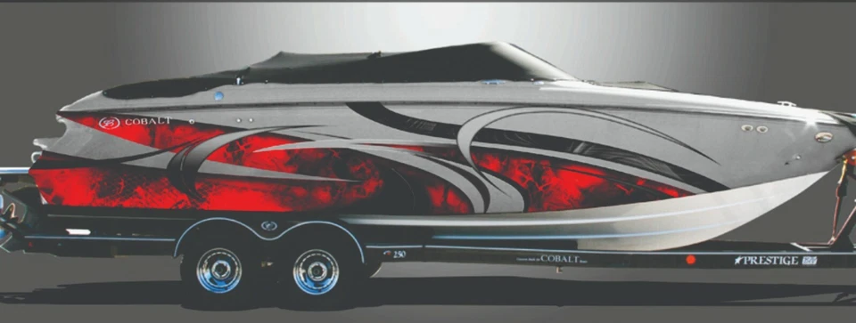 Boat Abstract Red side Car Truck Trailer Graphics Decals Stickers Wrap 100" set - Image 2 of 2