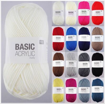 100g BASIC ACRYLIC CHUNKY Wolle Strickgarn zum Stricken Häkeln GP 24,90  /kg
