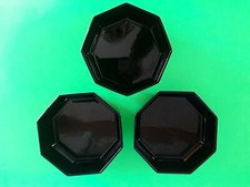 ARCOROC OCTIME BLACK CEREAL BOWLS GLASS 8 SIDES, 5 5/8", 3 PCS, EXCELLENT!
