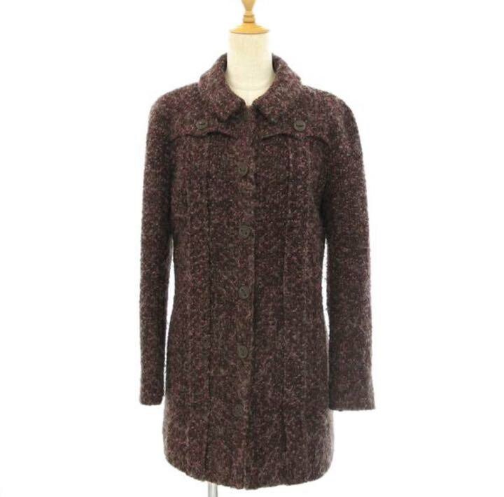 Chanel 02A Tweed Jacket Coat Long coat Coco Mark Bold Size 40 Ladies