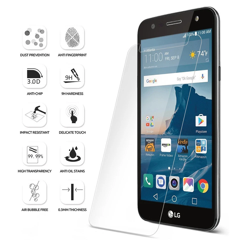 Protector de pantalla completa de vidrio templado transparente para LG X Charge HD - transparente Foto 2 de 4