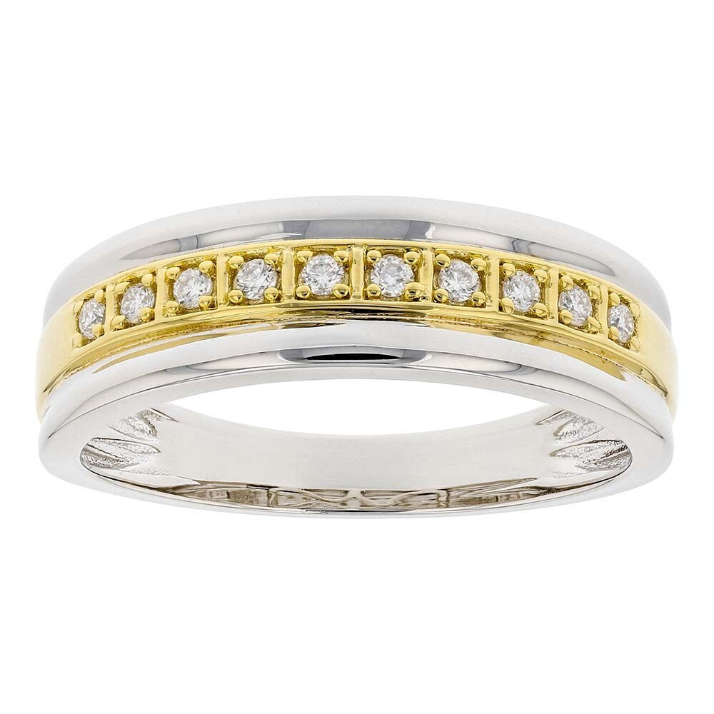 0.25 Ctw D/FL Genuine Moissanite 14K Two-Tone Gold Plated Wedding Band Ring