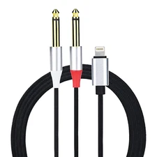 Lightning to Dual 6.35Mm Mono Stereo Y-Cable Splitter Lightning to Dual 1/4 Inch