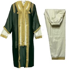 Moroccan Men 3 Pieces Thobe Jabador Djellaba Jubba Long dress
